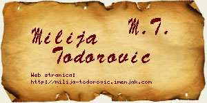 Milija Todorović vizit kartica